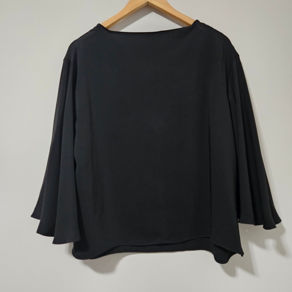 Lauren Ralph Lauren Black Bell Sleeve Boat Neck Blouse Plus Size 1X Top - Picture 6 of 6